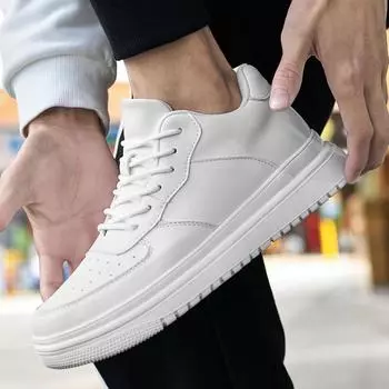 New Men Casual Inside +6CM Shoes Hot Sale Fashion Men s Shoes Luxe Genuine Leather Outdoor Sneakers Classic Lace-Up Skate Shoes 38