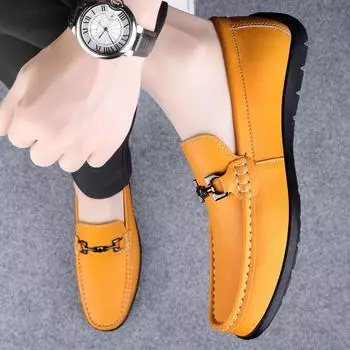 New Men Casual Shoes Luxury Brand Leather Mens Loafers Moccasins Breathable Slip on Boat Shoes All-Match Lazy Driving Shoes Man 37 чёрный