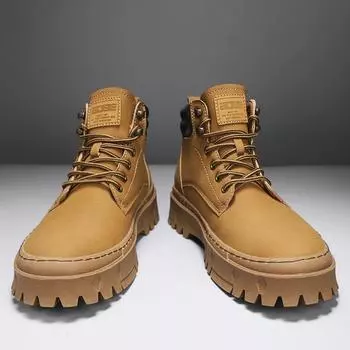 New Men Casual Shoes Men s Shoes Stylish Mens Sneakers 2024 Luxury Male Comfortable Ankle Boots for Men Leather Motocross Boots 39 чёрный