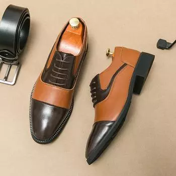 New Men Classic Derby Shoes Casual Comfortable Versatile Leather Shoes Lace Up Busines Fashionable Formal Shoes Men Sizes 38-46 38