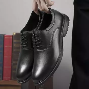 New Men Cow Leather Casual Shoes Business Luxury Brand Oxfords Genuine Leather Mens Derby Shoes Non-slip Italian Men s Shoes 37 чёрный