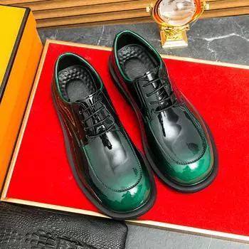 New Men Derby Shoes PU Lace Up Low Heel Round Toe Business Formal Men Shoes 38 чёрный