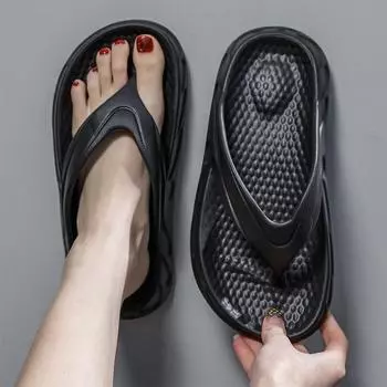 Новые мужские шлепанцы, летние массажные тапочки, повседневные шлепанцы большого размера, мужские нескользящие пляжные домашние тапочки, уличная обувь для пары 5.5 бежевый