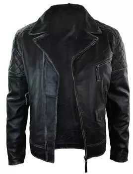 New Men Jacket Black Leather Handmade Genuine Lambskin Stylish Motorcycle Soft S чёрный