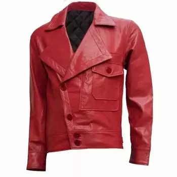 Новая мужская куртка красного цвета из натуральной овчины, натуральная кожа ручной работы, мягкая, стильная S красный