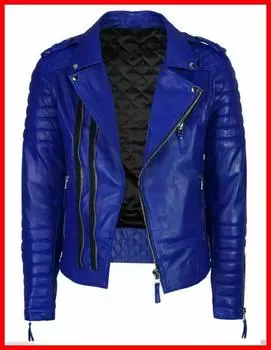New Men Jacket Royal Blue Stylish Genuine Lambskin Leather Handmade Lambskin Soft Real S королевский синий