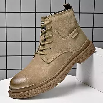 New Men Outdoor Hiking Mens Sneakers Male Classic Desert Driving Boots All-match Men s Motorcycle Boots Lace-Up Men Casual Shoes 38 темно-коричневого