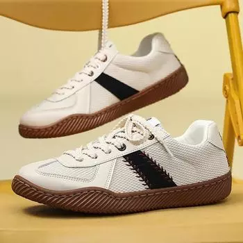 New Men Running Shoes with Mesh Lace Up Breath Outdoor Casual Board Shoes Fashion Sneakers Classic Trainers Tennis Sizes 39-44 EU39 бежевый