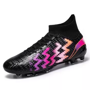 New men s and women s breathable high-top long nail football shoes grass training shoes zapatos de soccer 38