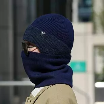Новая мужская и женская ветрозащитная и теплая вязаная шапка для защиты шеи, ветрозащитный шарф для защиты ушей, шерстяная шапка для верховой езды One size тёмно-синий