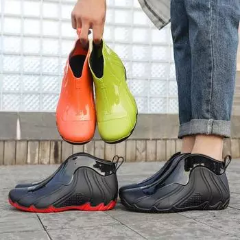 New Men s And Women s Short Tube PVC Non-slip Wear-resistant Outdoor Waterproof Fashion Comfortable Low Tube Rain Boots 40-44 40