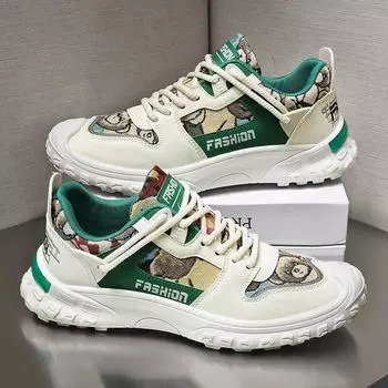 Новые мужские нескользящие и износостойкие повседневные спортивные туфли, модные и повседневные, персонализированные туфли на толстой подошве 39-44 39 зелёный