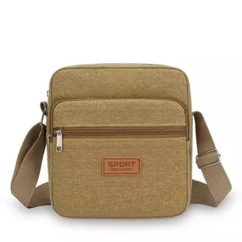 New Men s Bag Canvas Shoulder Bag Mobile Phone Bag Casual Satchel Small Bag Men s Messenger Bag Men Bag Backpack Khaki