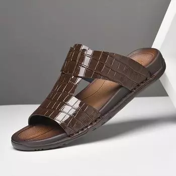 New Men s Beach Open Toe Shoes Sandals High Quality Non-slip Men Slippers Breathable Male Half Footwear Summer Outdoor Half Drag 37 чёрный