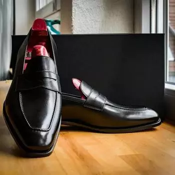 Новые мужские черные мокасины ручной работы, деловые, дышащие, без застежек, офисные и карьерные, коричневые, мужские туфли Zapatos De Hombre 38 чёрный