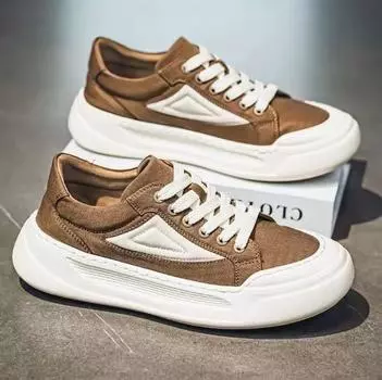 New men s breathable canvas shoes low-top sporty casual shoes men s soft-soled versatile thick-soled board shoes M1015 39 коричневый