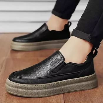 New Men s Casual Loafers Luxury Handmade Formal Shoes Comfort Men Footwear Mocassins Driving Shoes Slip-on Dress Shoes Sneakers 39 чёрный