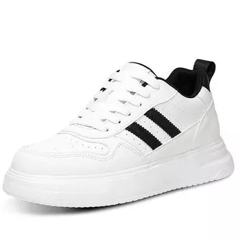 New Men s Casual Shoes Leather Simple Black White Sneakers Fashion Breathable Sneakers 4/6/8cm Invisible Height Increasing Shoes 36