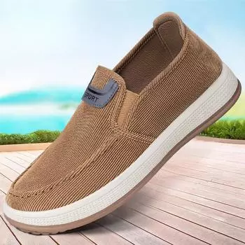 New Men s Casual Shoes One-step Shoes Men s Shallow Toe Board Shoes Soft-soled Single Shoes 39 бежевый