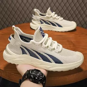 Новая мужская повседневная спортивная обувь Дышащая вязаная обувь для повседневной носки Беговая обувь для улицы Нескользящая износостойкая обувь для баскетбола и тенниса 39 чёрный