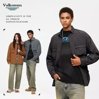 Новая мужская одежда | Минималистичная модная брендовая куртка для активного отдыха, свободная повседневная рубашка с длинными рукавами в горном стиле, универсальная мужская куртка больших размеров M чёрный