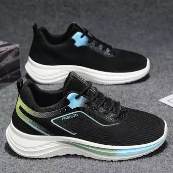 New men s daily fashion thick-soled fly-woven lace-up casual versatile four-season can wear breathable sports style men s shoes 39
