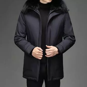 New Men s Down Jacket for Men s Mid-length Live-length Live-face Removable Suitable for Middle-aged and Elderly People In Autumn and Winter M