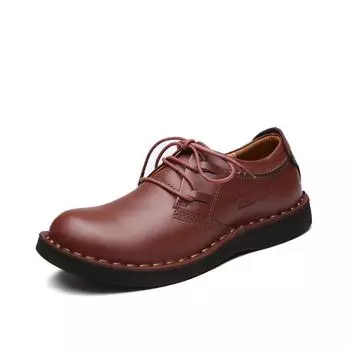 New men s fashion retro big head casual leather shoes, leather breathable, low-top lace-up tooling leather shoes Shoes 38