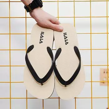 New men s flip-flops 2025 men s foot-pinching cool slippers summer wear non-slip men s slippers beach Korean version 39 хаки