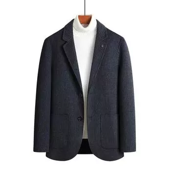 New Men s Handmade Double-sided Wool Suit Single-breasted Thousand Birds Grid Business Casual Wool Suit Men s Jacket 170