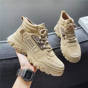 New men s high cut thick soled wear-resistant sports shoes for spring and autumn fashion trends casual shoes for outdoor running 39