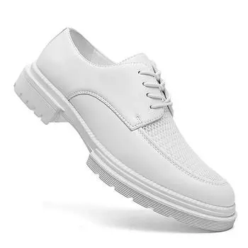 New men s hollow mesh fly-woven casual leather shoes men s British pointed leather sandals Xiyin big shoes 38