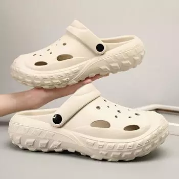 Новые мужские интернет-знаменитости модный тренд обувь на платформе с отверстиями пляжные тапочки 40-41 серый