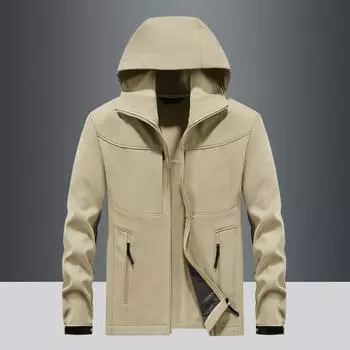 New Men s Jacket Jacket Spring and Autumn Wind Polar Fleece Hooded Leisure Soft Shell Jacket Windbreaker Men M