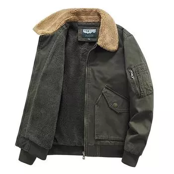 New Men s Jackets In Autumn and Winter Cotton-padded Jacket Washing Tooling Multi-pocket Padded Cashmere Men s Lambswool Coat. M