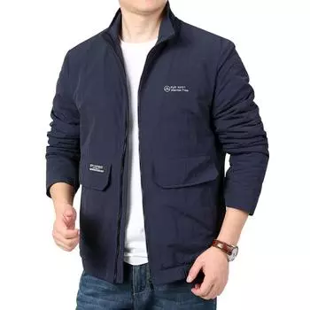 New Men s Jackets In Autumn and Winter: Nylon Quick-drying Big Pockets with Velvet and Cotton Thick Tops, Middle-aged Men s Coats. M