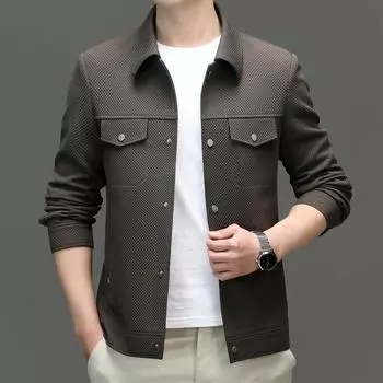 Новая мужская трикотажная куртка с эластичными лацканами, корейская версия мужской повседневной куртки 170 чёрный