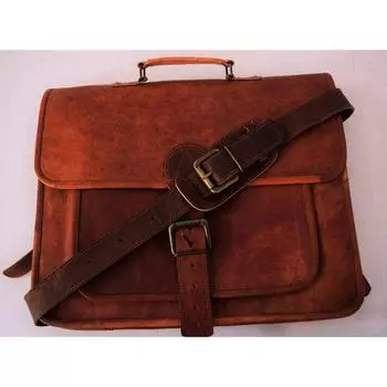New Men s Leather Bag Messenger Laptop Shoulder Briefcase Handbag Satchel Brown 15 x 11 x 4 in