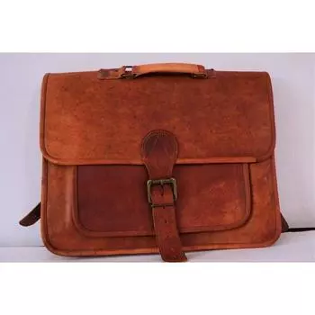 New Men s Leather Bag Messenger Laptop Shoulder Briefcase Handbag Satchel Brown 16 x 12 x 5 in