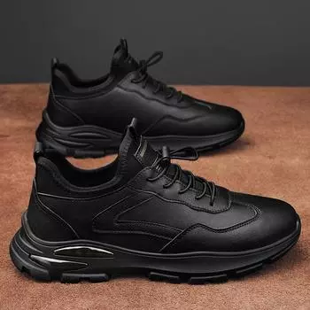 New men s leather sneakers waterproof and non-slip casual leather shoes, youth platform versatile fashion four-season trendy shoes 39 абрикосовый