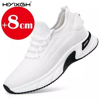 New men s mesh breathable sneakers casual growing shoes 8cm high shoes men s summer breathable 6cm elevator shoes 37