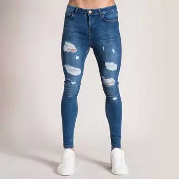 New Men s Pants White Hole Slim High Waist Jeans Men s S белый