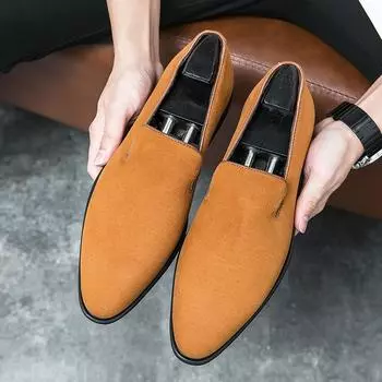 New Men s Pointed Black Yellow Suede Leather Oxford Formal Shoes Male Wedding Prom Homecoming Flats Sapato Social Masculino 38