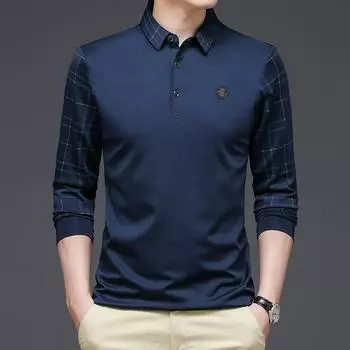 New Men s Polo Shirt Men s T-shirt Bottoming Shirt Lapel Collar T-shirt Men s Collar Long Sleeves M чёрный