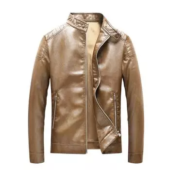 New Men s Pu Jacket Men s Trend Stand-up Collar Men s Locomotive Leather Jacket M