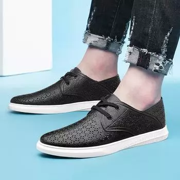 New Men s Quality Leather Shoes Driving Shoes Men Shoes Genuine Leather Mesh Summer Breathable Man British Style Soft Sole Shoes 36