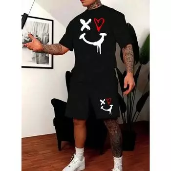 New Men’s Sets 3D Tracksuit Summer Fashion Clothes For Man TShirt Shorts 2 Piece Casual Suit Streetwear Oversized Mens Outfit S