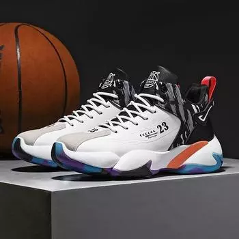 New men s shoes 2025 spring high-top basketball shoes, sports shoes, student running shoes, breathable, non-slip and wear-resistant casual shoes 39