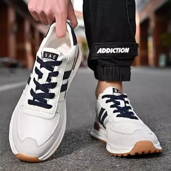 New Men s Shoes Fashion Mens Breathable Sneakers Lace-Up Men Casual Driving Shoes All-match Male Comfortable Vulcanize Footwear 37 белый