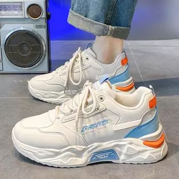 new men s shoes fashion student casual shoes increase round head trend running shoes lace-up non-slip sports shoes 39